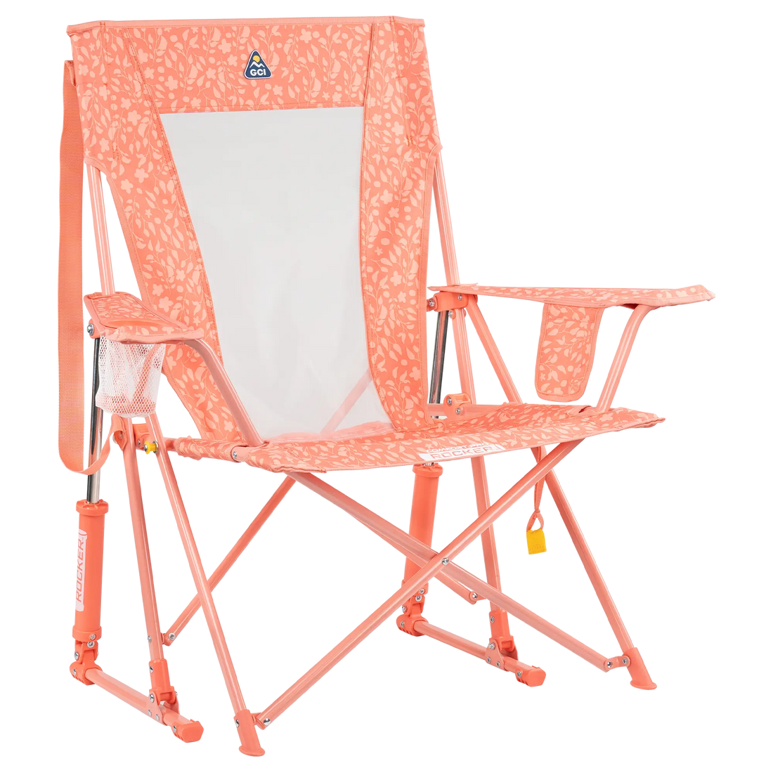 Heavy-Duty Freestyle Comfort Pro Rocker - Choice 375 - Heavy-Duty Kickback Rocker with Beverage Holder - Coral Garden