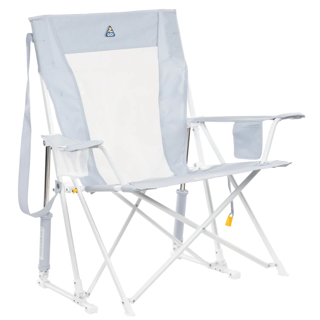 Smooth Motion Comfort Pro Rocker XL - Choice 107 - Patented Spring-Action Rocking Chair for Camping - Heathered Light Blue