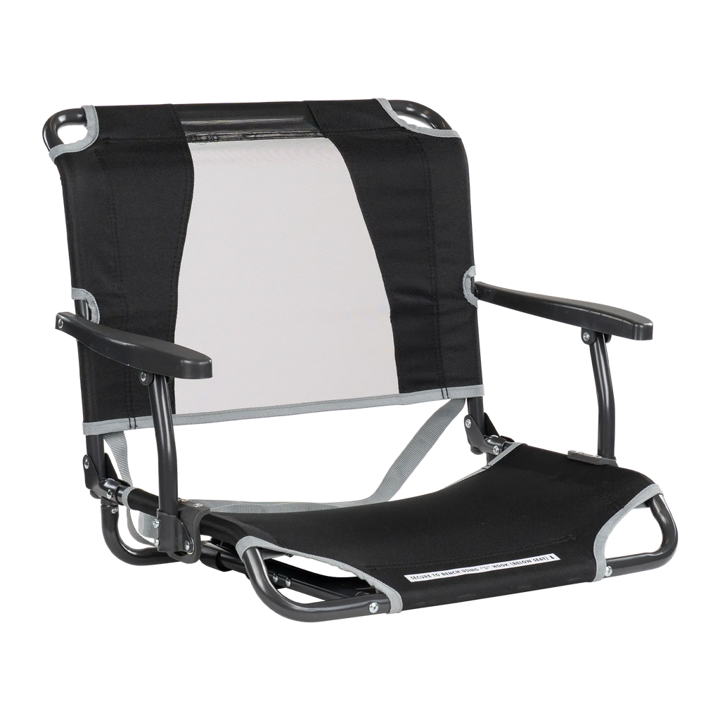 Secure-Hook Big Comfort Stadium Chair with Armrests - Choice 465 - Bleacher-Friendly Stadium Chair with Back Support - Black