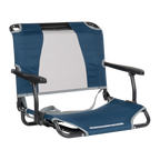 Secure-Hook Big Comfort Stadium Chair with Armrests - Choice 465 - Bleacher-Friendly Stadium Chair with Back Support - Navy