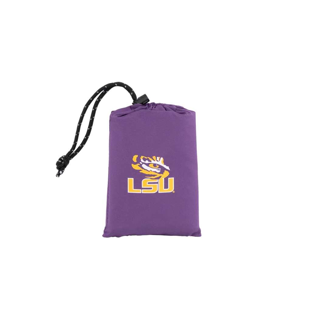 Secure-Hook College V Seat Inflatable Stadium Cushion - LSU Tigers - Choice 762 - Grandstand Cushion Seat with Secure Under-Bench Hooks Detail