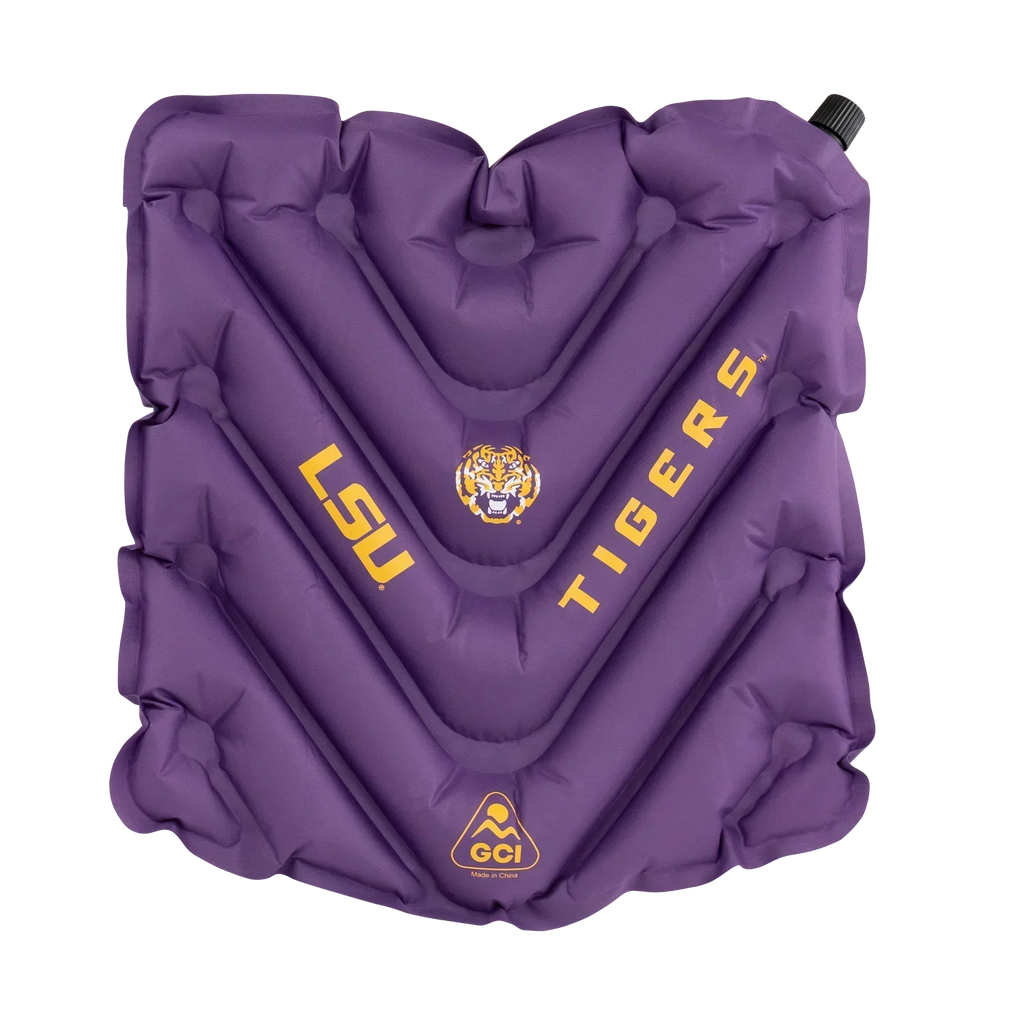 Secure-Hook College V Seat Inflatable Stadium Cushion - LSU Tigers - Choice 762 - Grandstand Cushion Seat with Secure Under-Bench Hooks - Default Title