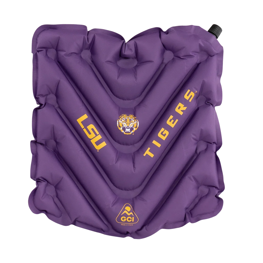Secure-Hook College V Seat Inflatable Stadium Cushion - LSU Tigers - Choice 762 - Grandstand Cushion Seat with Secure Under-Bench Hooks - Default Title