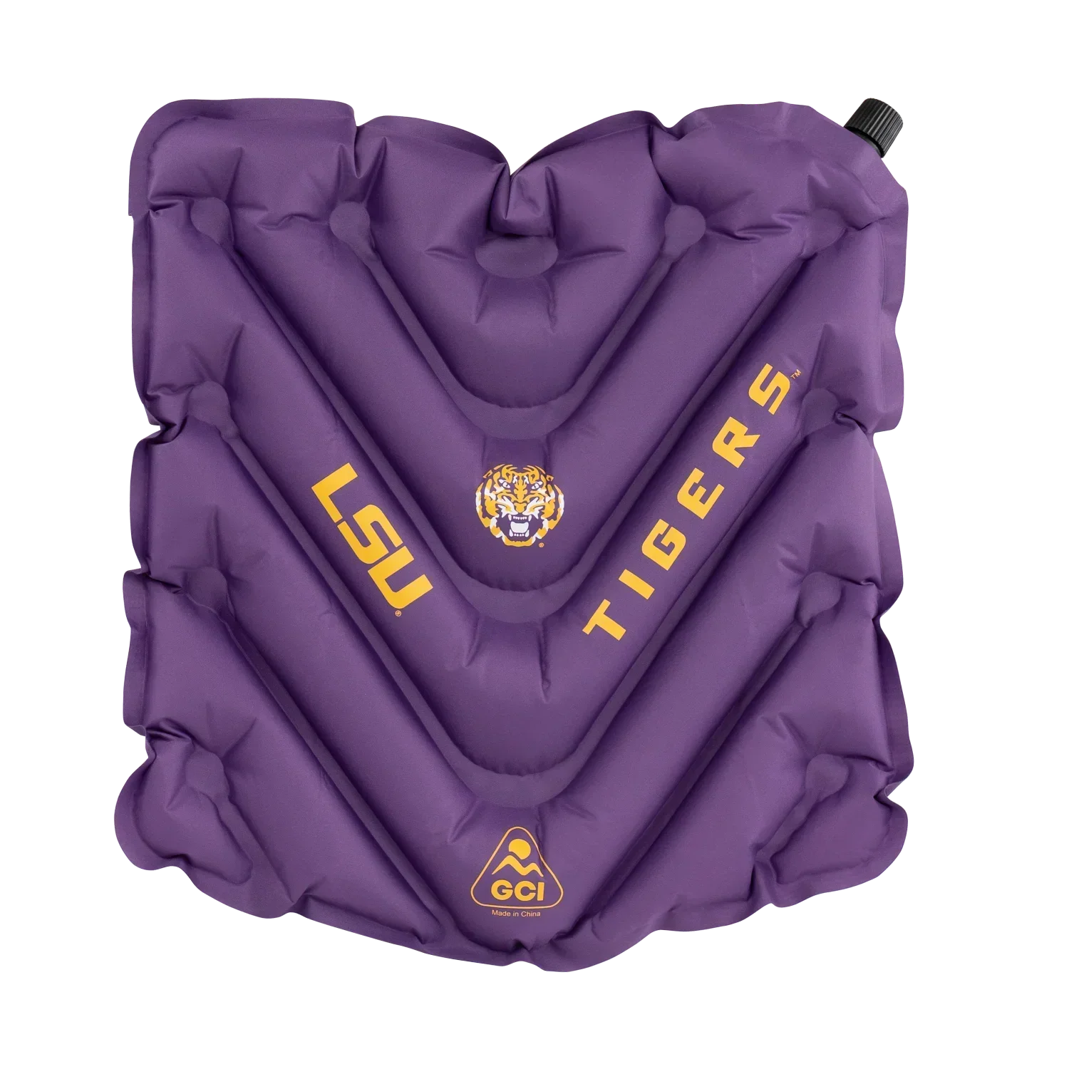 Secure-Hook College V Seat Inflatable Stadium Cushion - LSU Tigers - Choice 762 - Grandstand Cushion Seat with Secure Under-Bench Hooks - Default Title