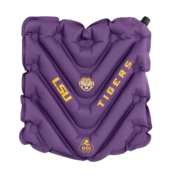 Secure-Hook College V Seat Inflatable Stadium Cushion - LSU Tigers - Choice 762 - Grandstand Cushion Seat with Secure Under-Bench Hooks - Default Title