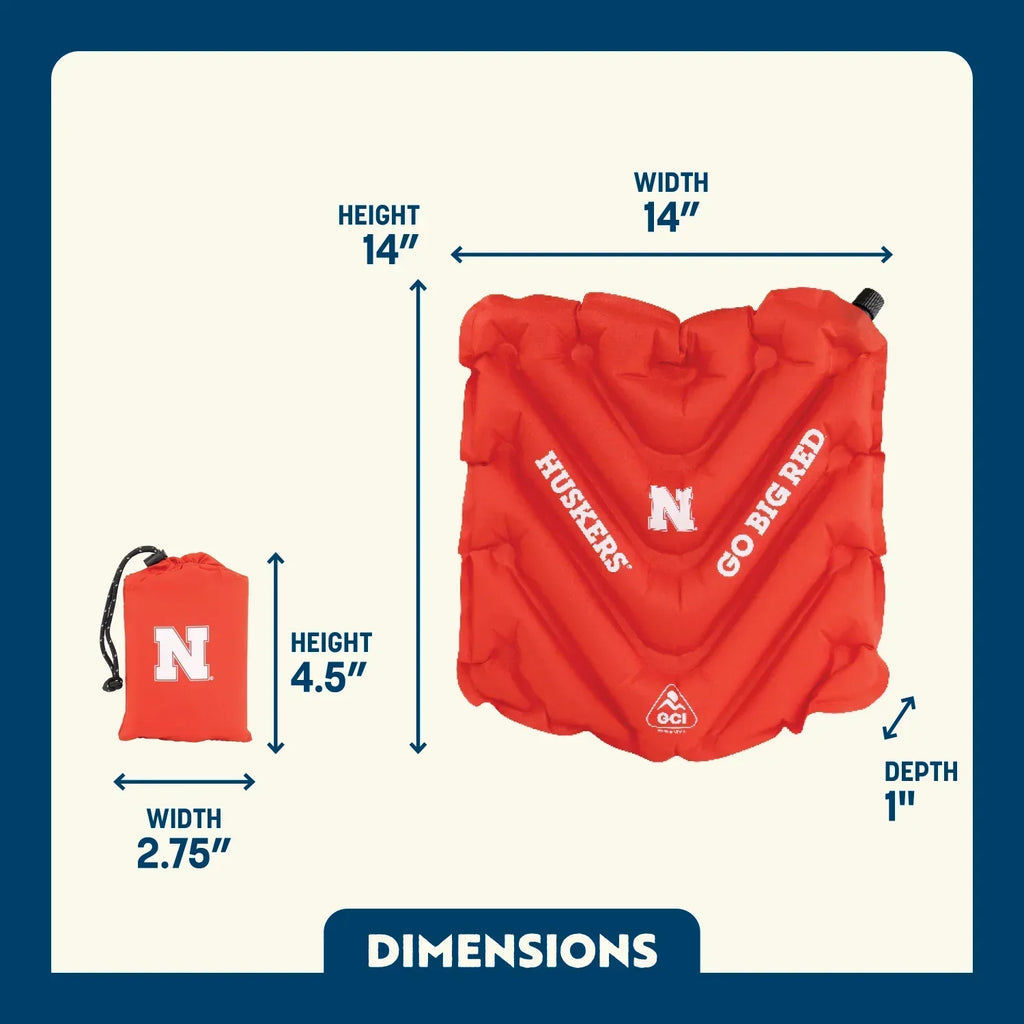 Bleacher-Friendly College V Seat Inflatable Stadium Cushion - Nebraska Cornhuskers - Choice 277 - Ergonomic Portable Stadium Seat for Sports Events Detail