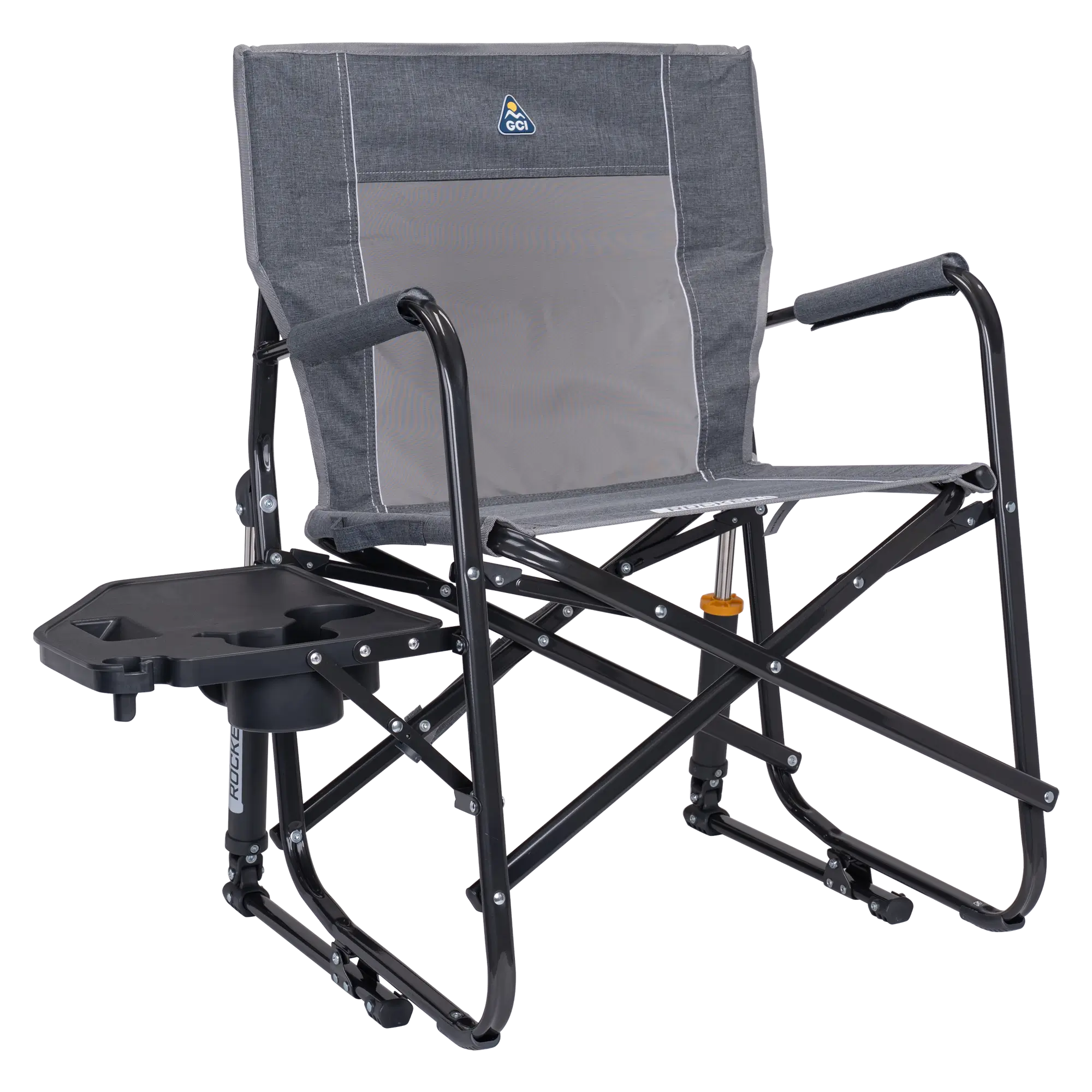 Heavy-Duty Freestyle Freestyle Rocker with Side Table - Choice 853 - RoadTrip Rocker Smooth Motion Camp Chair - Heathered Pewter
