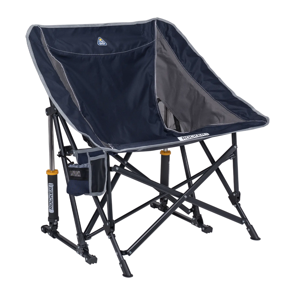 Patented Spring-Action Pod Rocker - Choice 933 - Heavy-Duty Kickback Rocker with Beverage Holder - Indigo