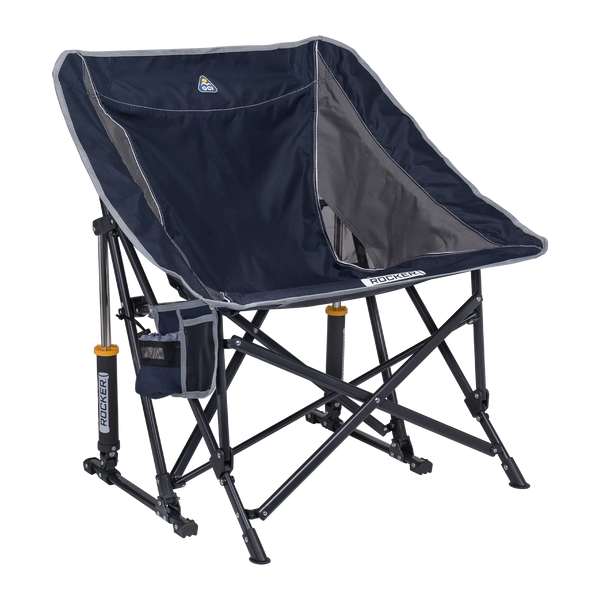 Patented Spring-Action Pod Rocker - Choice 933 - Heavy-Duty Kickback Rocker with Beverage Holder - Indigo