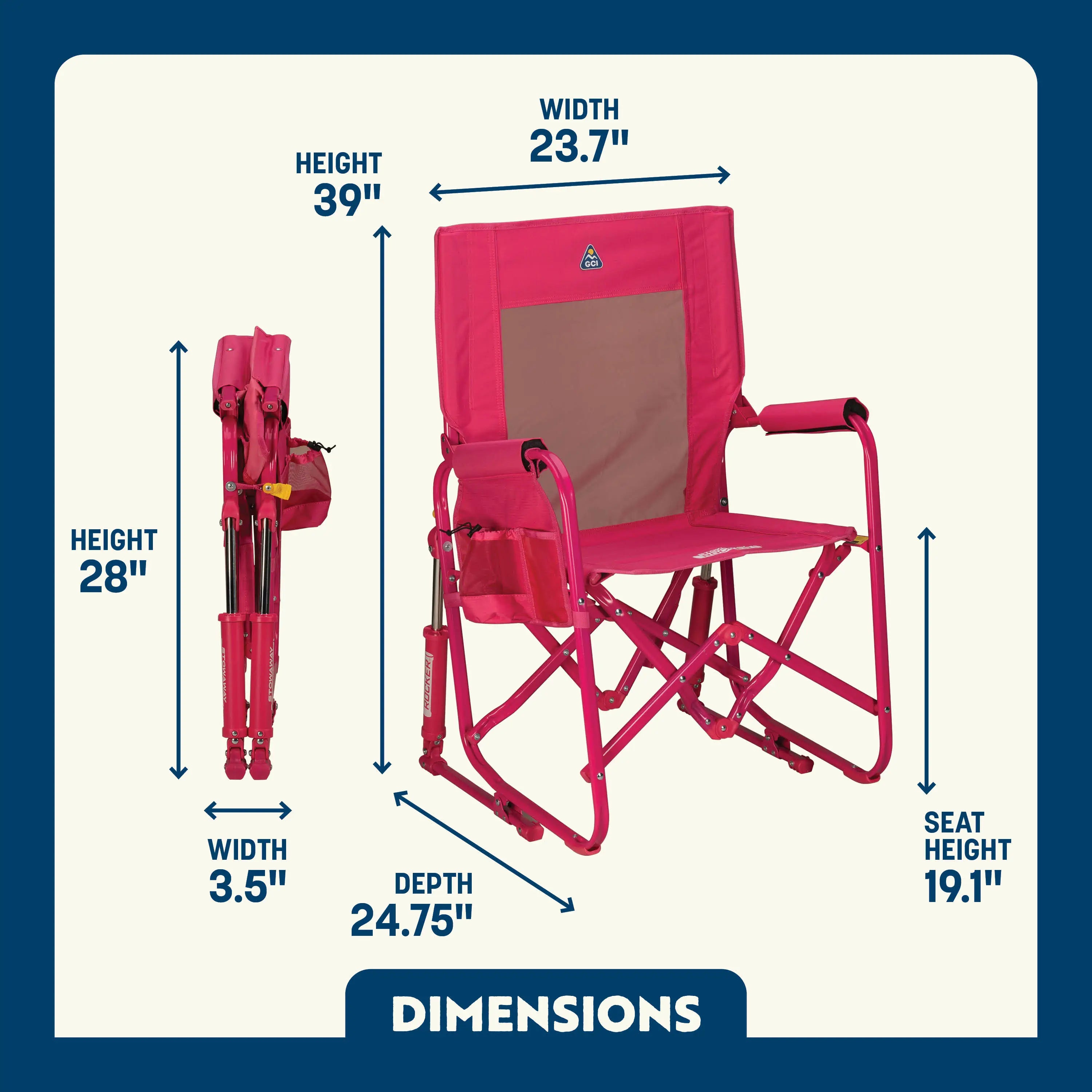 Patented Spring-Action Stowaway Rocker - Choice 794 - Patented Spring-Action Rocking Chair for Camping Detail