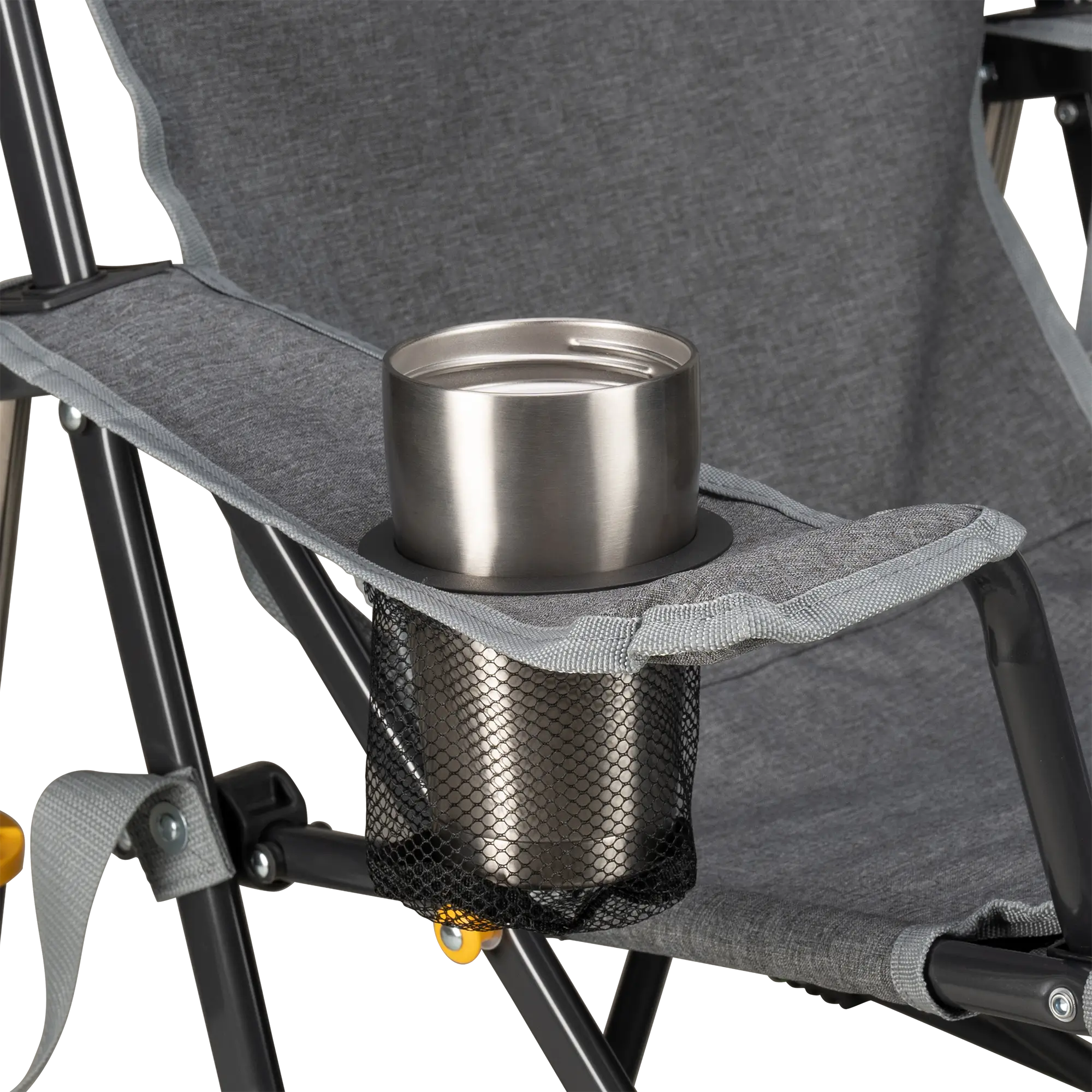 Luxury Camp Kickback Rocker - Choice 345 - Heavy-Duty Kickback Rocker with Beverage Holder Detail