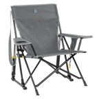 Luxury Camp Kickback Rocker - Choice 345 - Heavy-Duty Kickback Rocker with Beverage Holder - Heathered Pewter