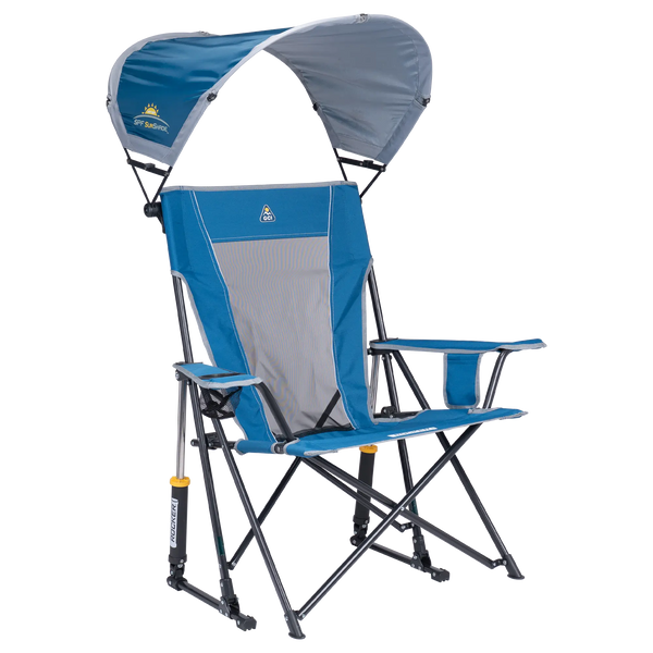 Patented Spring-Action SunShade Rocker - Choice 550 - RoadTrip Rocker Smooth Motion Camp Chair - Neptune Blue