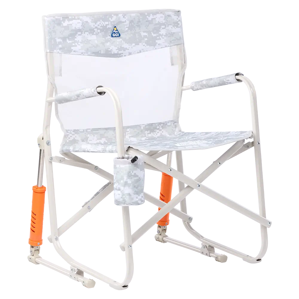 Patented Spring-Action Freestyle Rocker Elite - Choice 460 - Patented Spring-Action Rocking Chair for Camping - Snow Camo