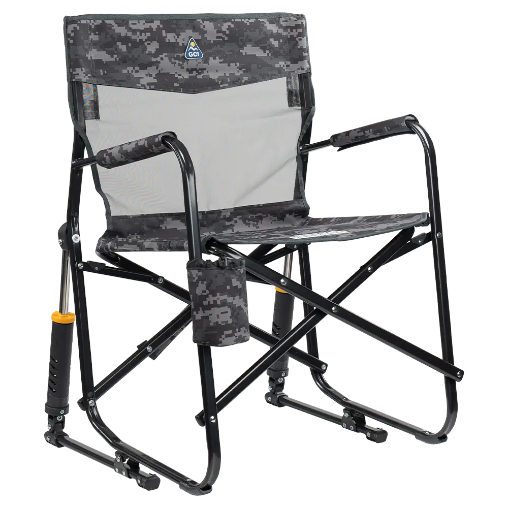 Patented Spring-Action Freestyle Rocker Elite - Choice 460 - Patented Spring-Action Rocking Chair for Camping - Cool Gray Camo