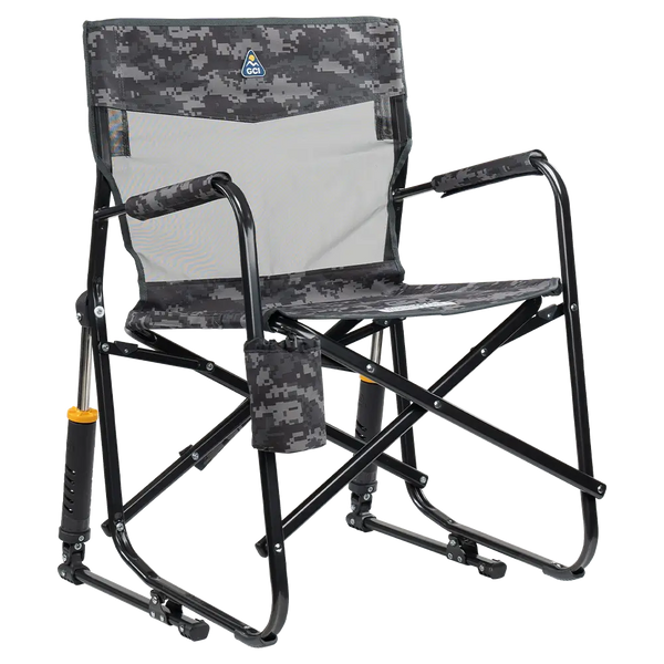 Patented Spring-Action Freestyle Rocker Elite - Choice 460 - Patented Spring-Action Rocking Chair for Camping - Cool Gray Camo