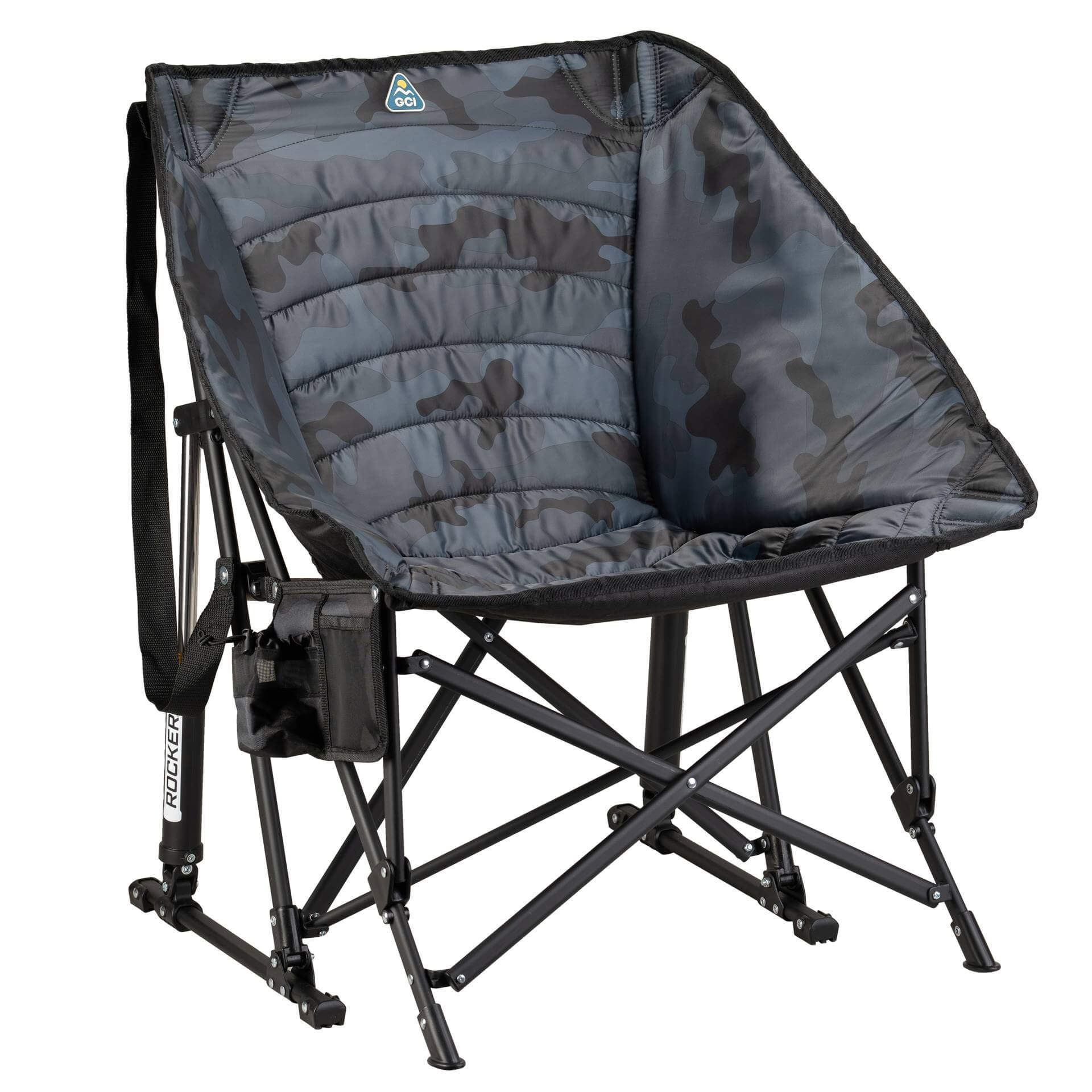 Premium All-Weather Puff Rocker - Choice 731 - RoadTrip Rocker Smooth Motion Camp Chair - Stealth Camo