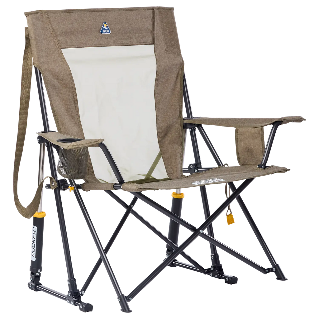 Smooth Motion Comfort Pro Rocker XL - Choice 107 - Patented Spring-Action Rocking Chair for Camping - Heathered Aged Fatigue