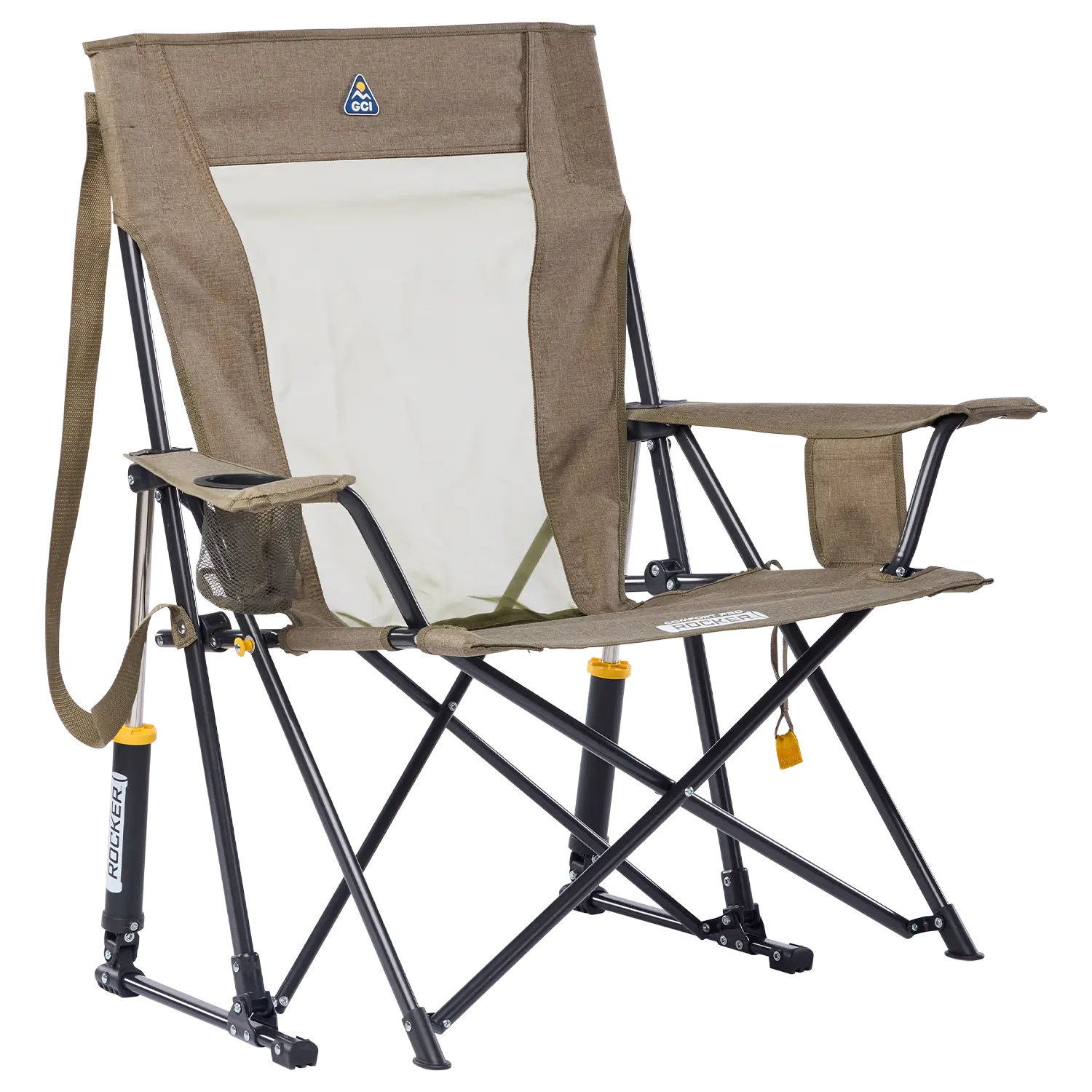 Smooth Motion Comfort Pro Rocker XL - Choice 107 - Patented Spring-Action Rocking Chair for Camping - Heathered Aged Fatigue