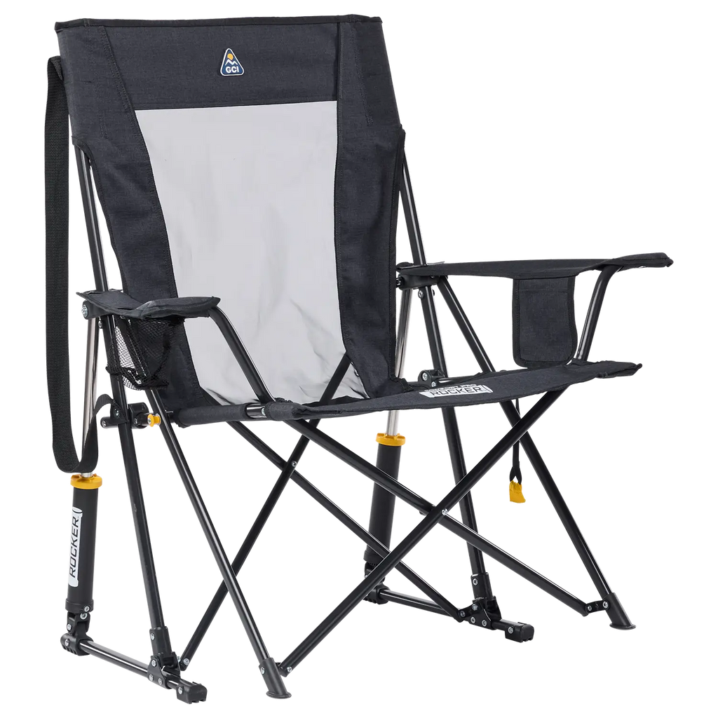 Smooth Motion Comfort Pro Rocker XL - Choice 107 - Patented Spring-Action Rocking Chair for Camping - Heathered Charcoal