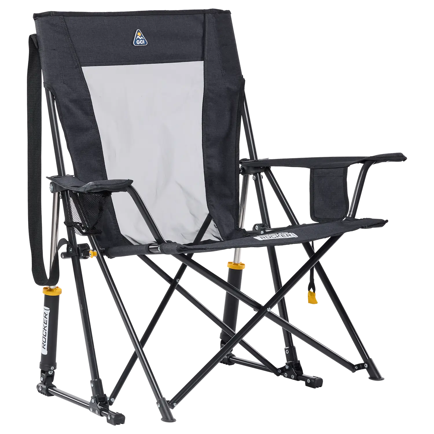 Smooth Motion Comfort Pro Rocker XL - Choice 107 - Patented Spring-Action Rocking Chair for Camping - Heathered Charcoal
