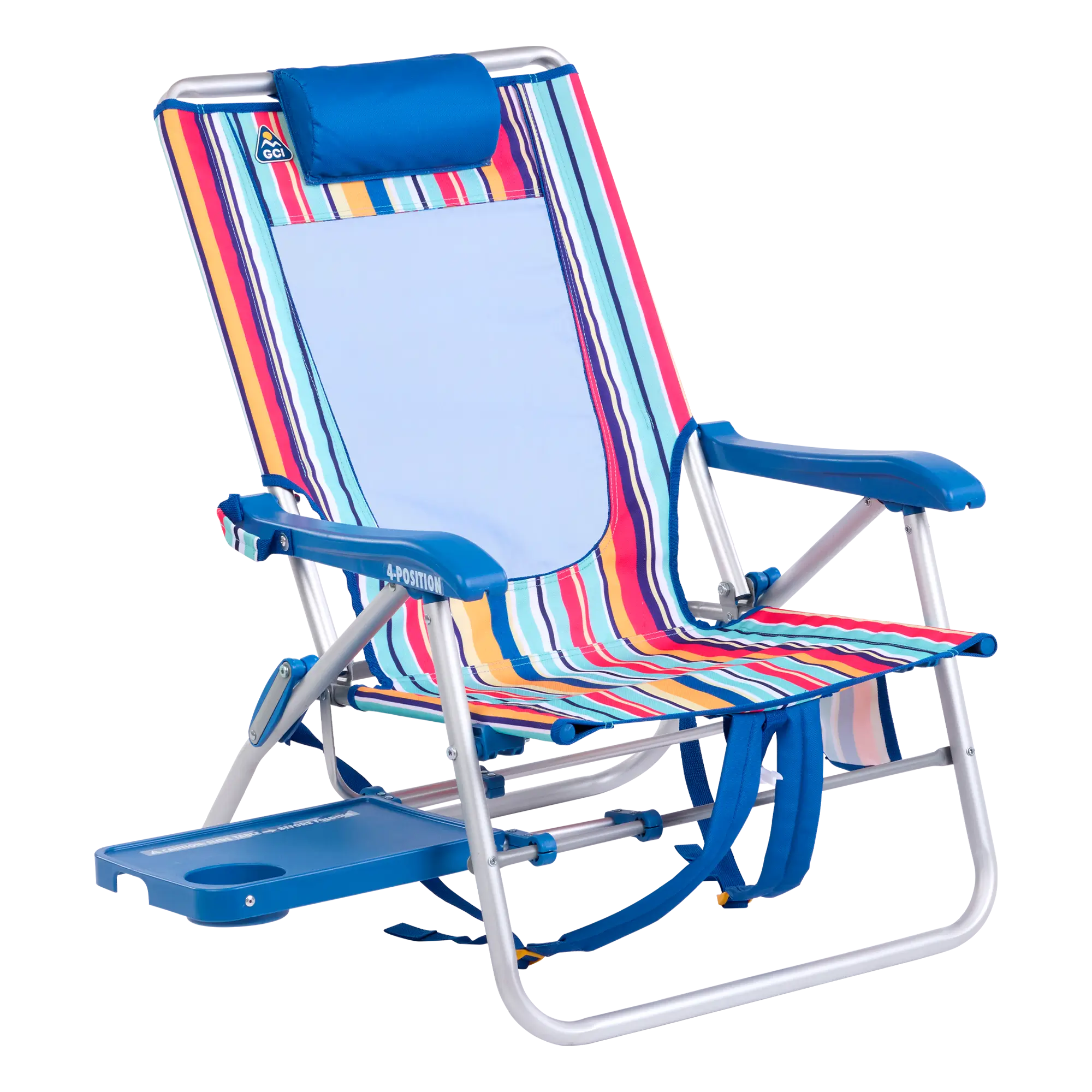 Sand-Friendly Big Surf with Slide Table - Choice 334 - Rust-Resistant Aluminum Sand-Friendly Lounge Chair - Multi Stripe