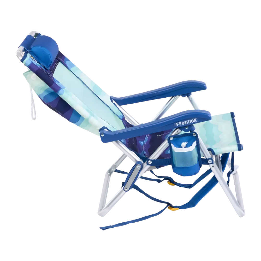 Rust-Resistant Aluminum Backpack Beach Chair - Choice 709 - Low-Profile Reclining Beach Chair with Backpack Straps Detail
