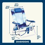 Rust-Resistant Aluminum Backpack Beach Chair - Choice 709 - Low-Profile Reclining Beach Chair with Backpack Straps Detail