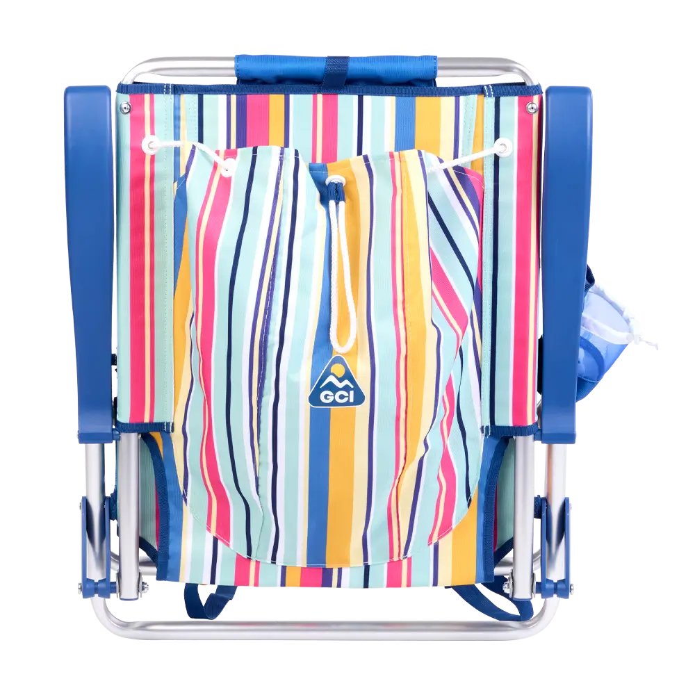 Rust-Resistant Aluminum Backpack Beach Chair - Choice 709 - Low-Profile Reclining Beach Chair with Backpack Straps Detail