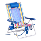 Rust-Resistant Aluminum Backpack Beach Chair - Choice 709 - Low-Profile Reclining Beach Chair with Backpack Straps - Multi Stripe