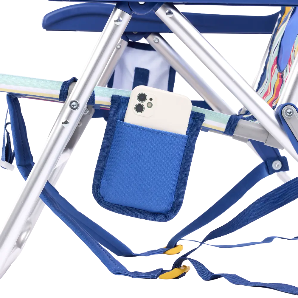 Rust-Resistant Aluminum Backpack Beach Chair - Choice 709 - Low-Profile Reclining Beach Chair with Backpack Straps Detail