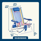 Rust-Resistant Aluminum Backpack Beach Chair - Choice 709 - Low-Profile Reclining Beach Chair with Backpack Straps Detail