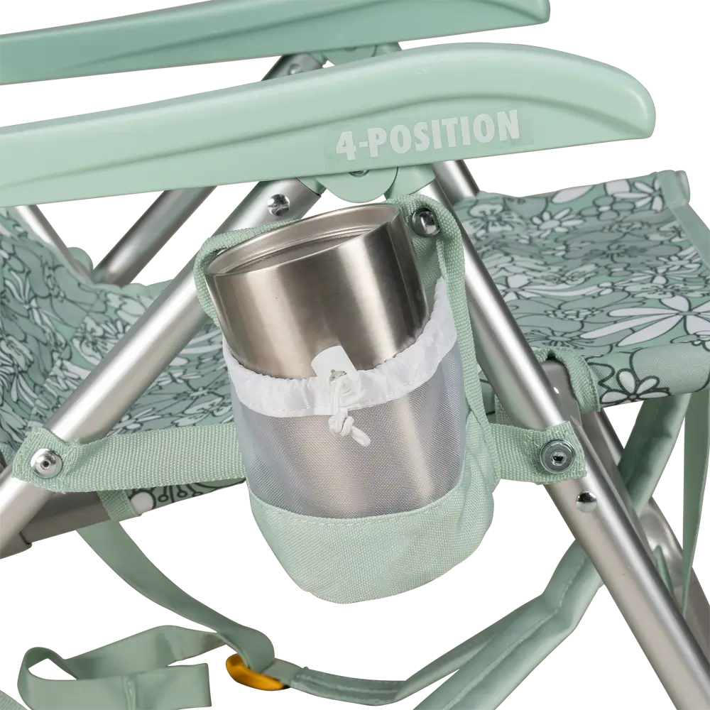 Rust-Resistant Aluminum Backpack Beach Chair - Choice 709 - Low-Profile Reclining Beach Chair with Backpack Straps Detail