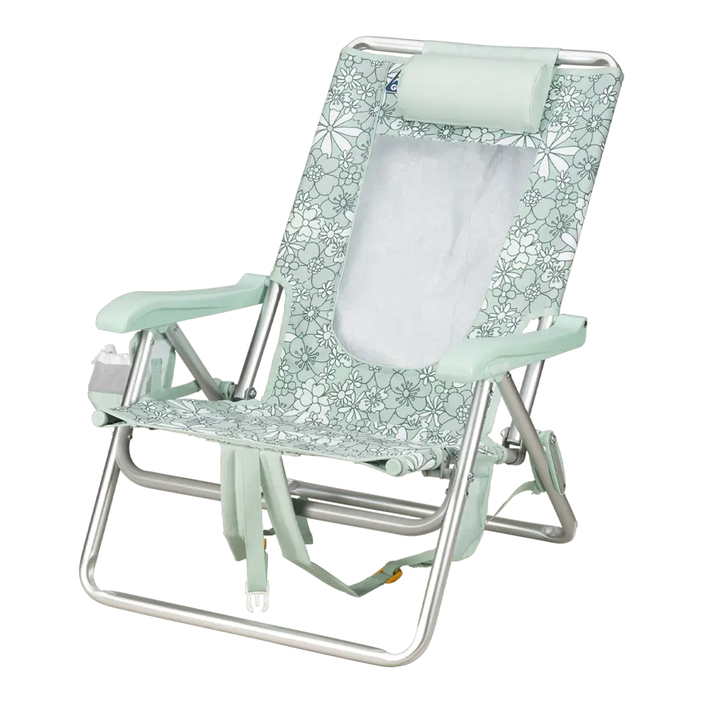 Rust-Resistant Aluminum Backpack Beach Chair - Choice 709 - Low-Profile Reclining Beach Chair with Backpack Straps Detail