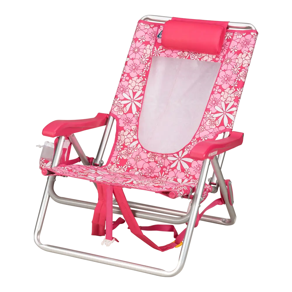 Rust-Resistant Aluminum Backpack Beach Chair - Choice 709 - Low-Profile Reclining Beach Chair with Backpack Straps Detail