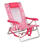 Rust-Resistant Aluminum Backpack Beach Chair - Choice 709 - Low-Profile Reclining Beach Chair with Backpack Straps - Floral Sport Pink