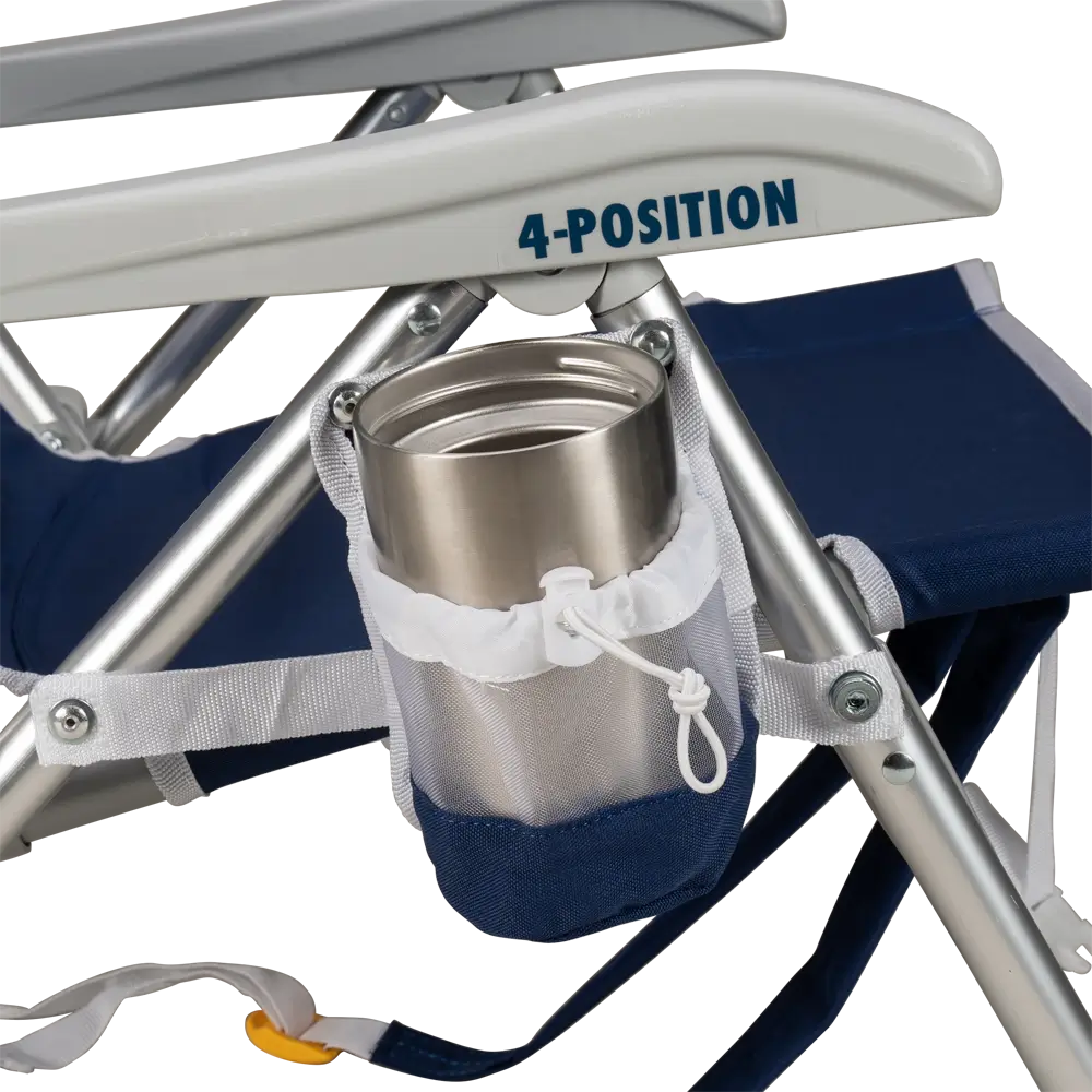 Rust-Resistant Aluminum Backpack Beach Chair - Choice 709 - Low-Profile Reclining Beach Chair with Backpack Straps Detail