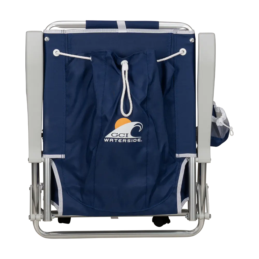 Rust-Resistant Aluminum Backpack Beach Chair - Choice 709 - Low-Profile Reclining Beach Chair with Backpack Straps Detail
