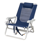 Rust-Resistant Aluminum Backpack Beach Chair - Choice 709 - Low-Profile Reclining Beach Chair with Backpack Straps Detail