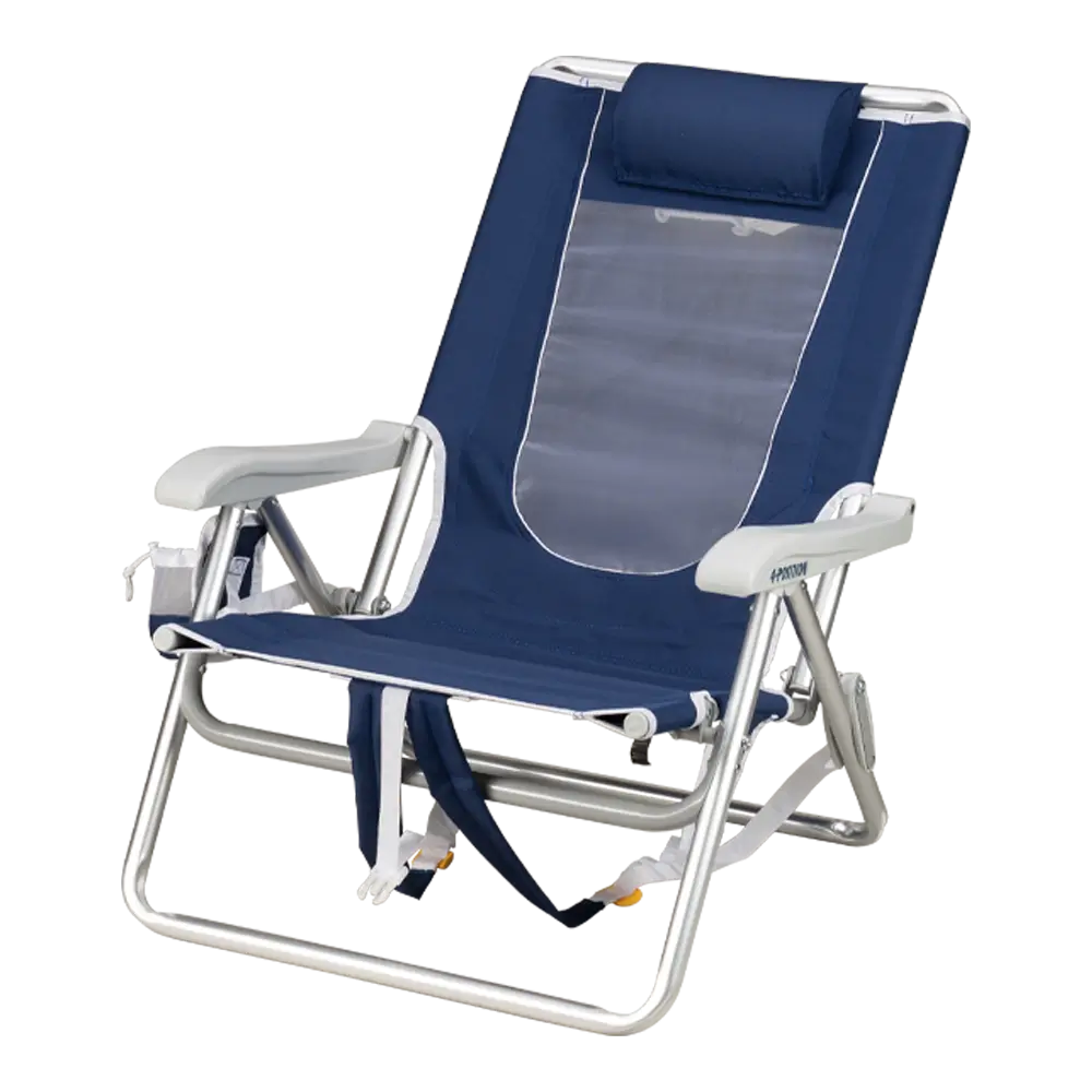 Rust-Resistant Aluminum Backpack Beach Chair - Choice 709 - Low-Profile Reclining Beach Chair with Backpack Straps Detail