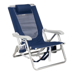 Rust-Resistant Aluminum Backpack Beach Chair - Choice 709 - Low-Profile Reclining Beach Chair with Backpack Straps - Nautical Blue