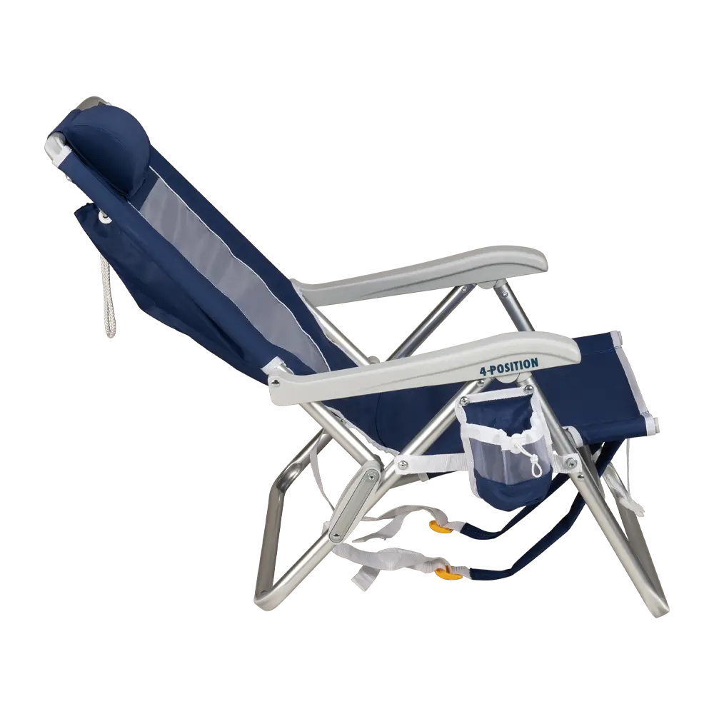 Rust-Resistant Aluminum Backpack Beach Chair - Choice 709 - Low-Profile Reclining Beach Chair with Backpack Straps Detail