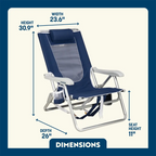 Rust-Resistant Aluminum Backpack Beach Chair - Choice 709 - Low-Profile Reclining Beach Chair with Backpack Straps Detail