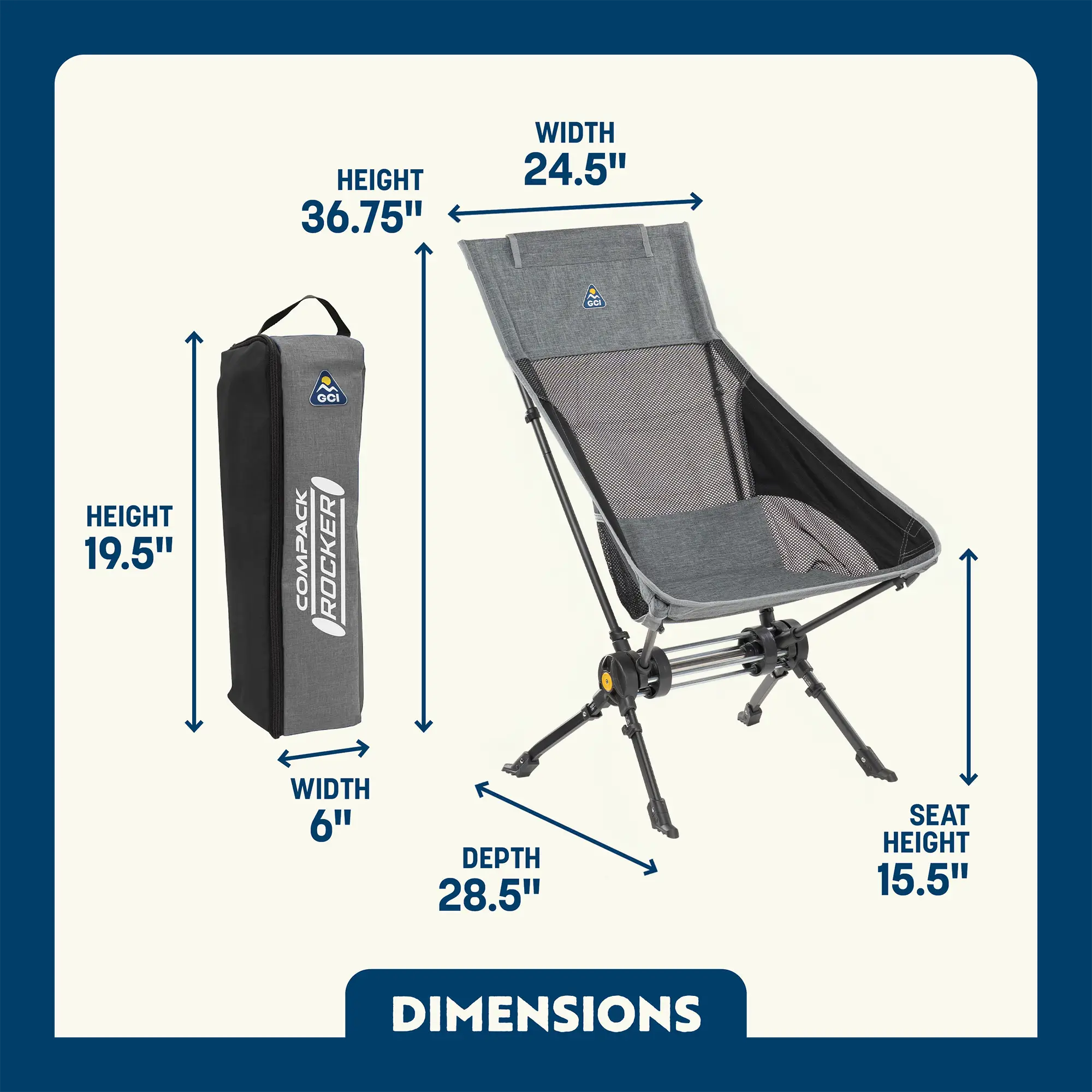 Smooth Motion ComPack Rocker - Choice 980 - RoadTrip Rocker Smooth Motion Camp Chair Detail