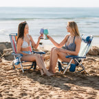 Rust-Resistant Aluminum Backpack Beach Chair - Choice 709 - Low-Profile Reclining Beach Chair with Backpack Straps Detail
