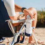 Rust-Resistant Aluminum Backpack Beach Chair - Choice 709 - Low-Profile Reclining Beach Chair with Backpack Straps Detail