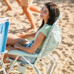 Rust-Resistant Aluminum Backpack Beach Chair - Choice 709 - Low-Profile Reclining Beach Chair with Backpack Straps Detail