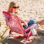 Rust-Resistant Aluminum Backpack Beach Chair - Choice 709 - Low-Profile Reclining Beach Chair with Backpack Straps Detail