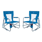 Patented Spring-Action Beach Rocker Bundle - Choice 773 - Freestyle Rocker Portable Outdoor Folding Chair - Saybrook Blue