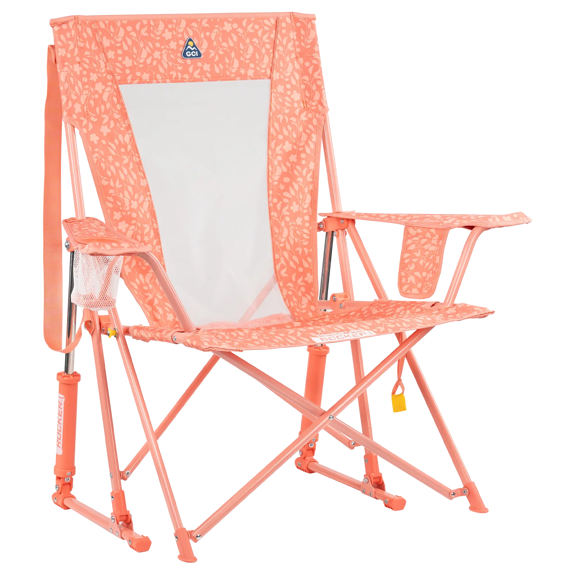 Heavy-Duty Freestyle Comfort Pro Rocker - Choice 375 - Heavy-Duty Kickback Rocker with Beverage Holder - Coral Garden